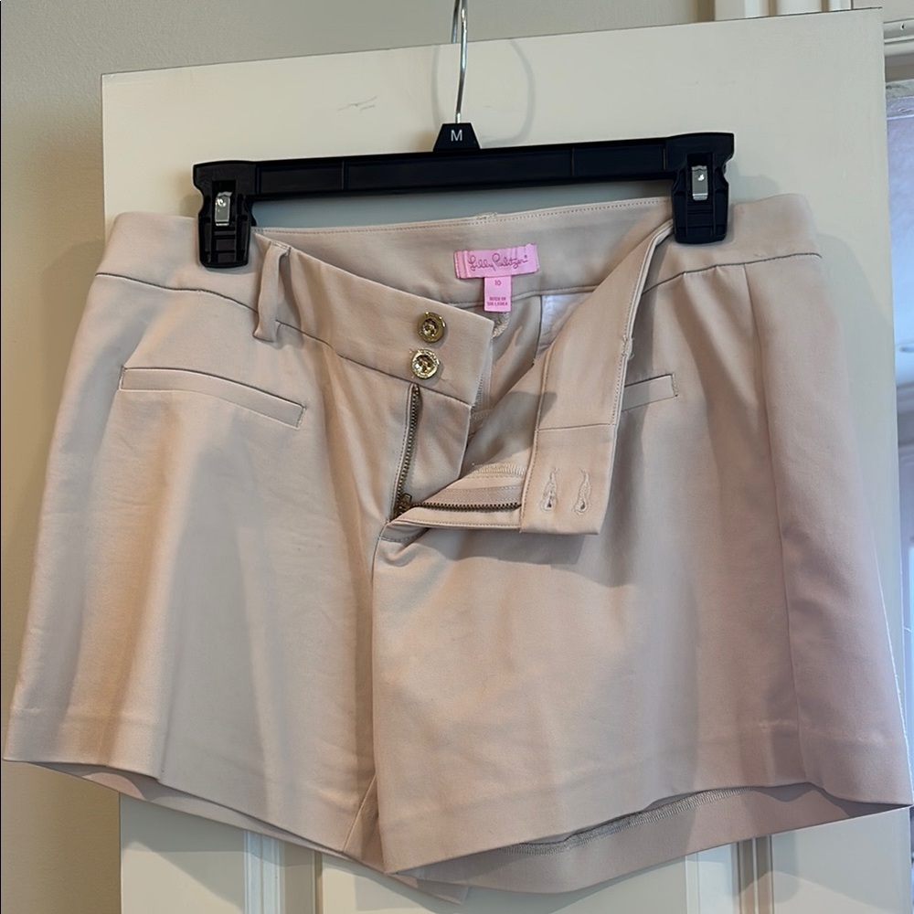 Lilly Pulitzer Tan High-Waist Tailored Shorts